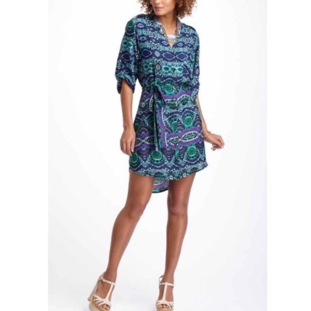 “MAEVE” ANTHROPOLOGIE Ikat Frequencies Shirt Dress